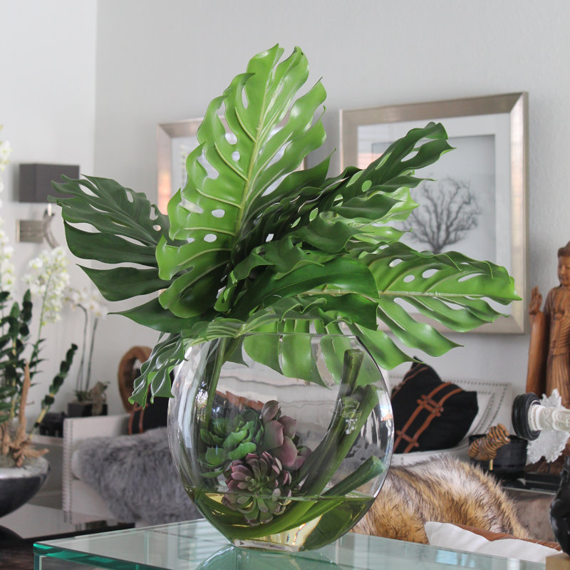 Bayou Breeze 35'' Faux Plant in Glass Vase Wayfair